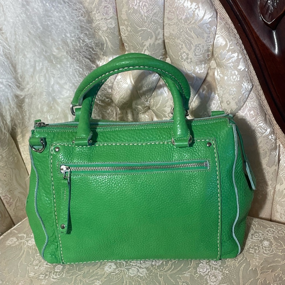Roots XL green leather bag